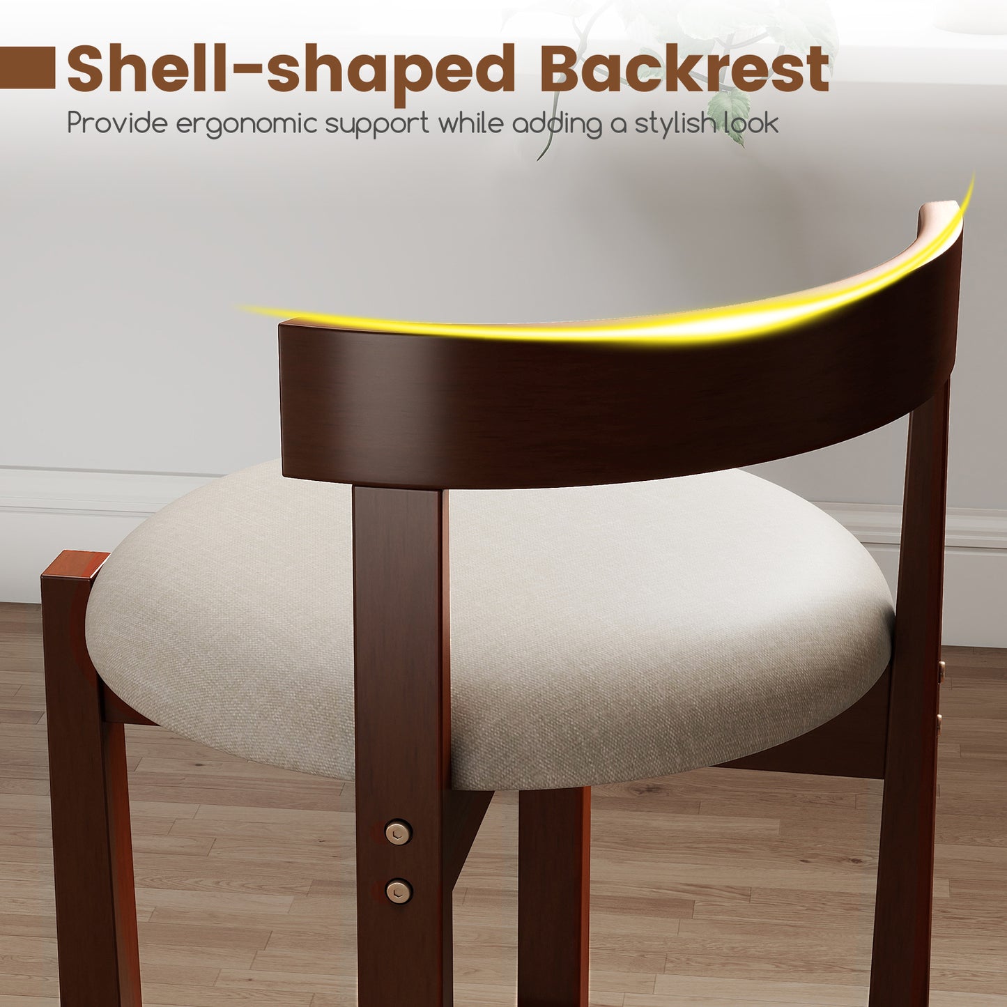 24 Inch Counter Height Bar Stools, Set of 2, Beige Bar Stools at Gallery Canada