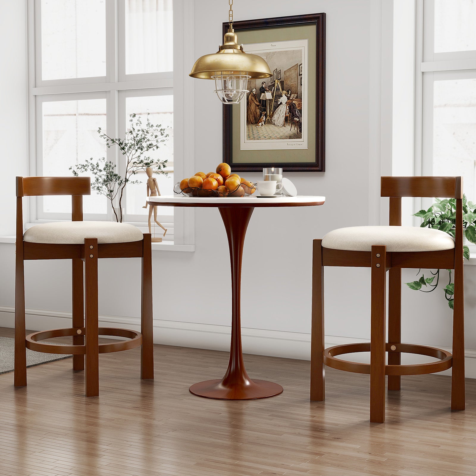 24 Inch Counter Height Bar Stools, Set of 2, Beige Bar Stools at Gallery Canada