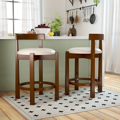 24 Inch Counter Height Bar Stools, Set of 2, Beige Bar Stools at Gallery Canada