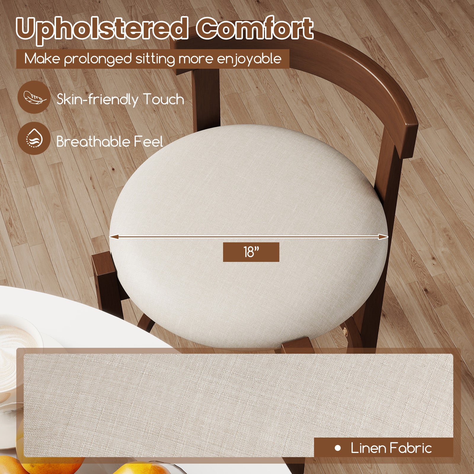 24 Inch Counter Height Bar Stools, Set of 2, Beige Bar Stools at Gallery Canada
