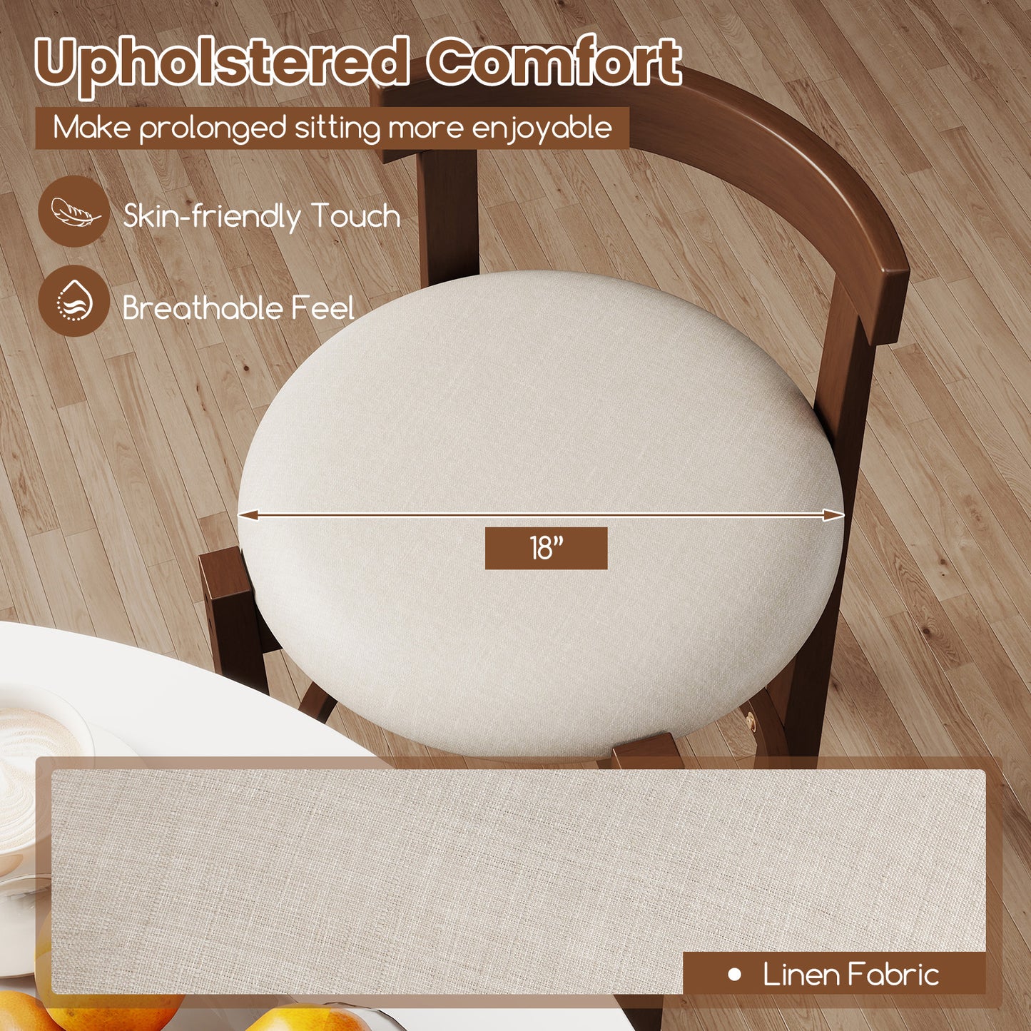 24 Inch Counter Height Bar Stools, Set of 2, Beige Bar Stools at Gallery Canada