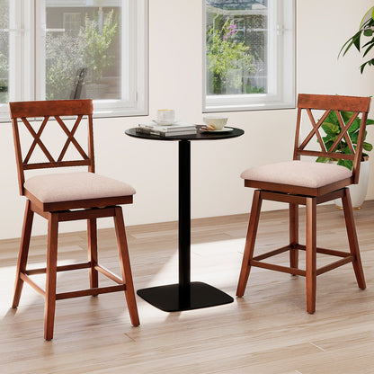 24 Inch Counter Height Barstools Set of 2 with Backrest and Seat Cushion-24 Inch