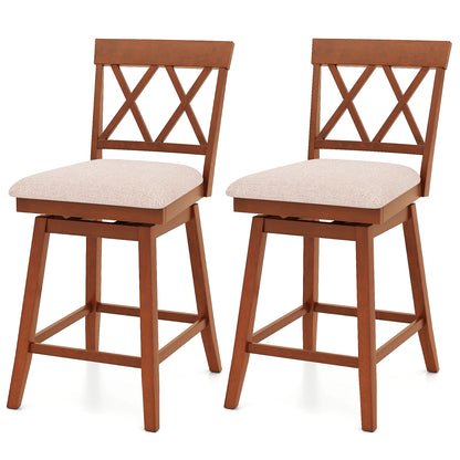 24 Inch Counter Height Barstools Set of 2 with Backrest and Seat Cushion-24 Inch