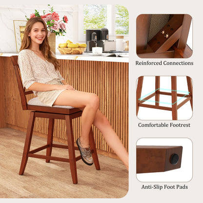 24 Inch Counter Height Barstools Set of 2 with Backrest and Seat Cushion-24 Inch