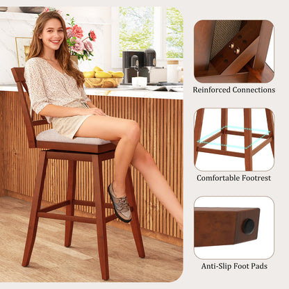 24 Inch Counter Height Barstools Set of 2 with Backrest and Seat Cushion-29 inch