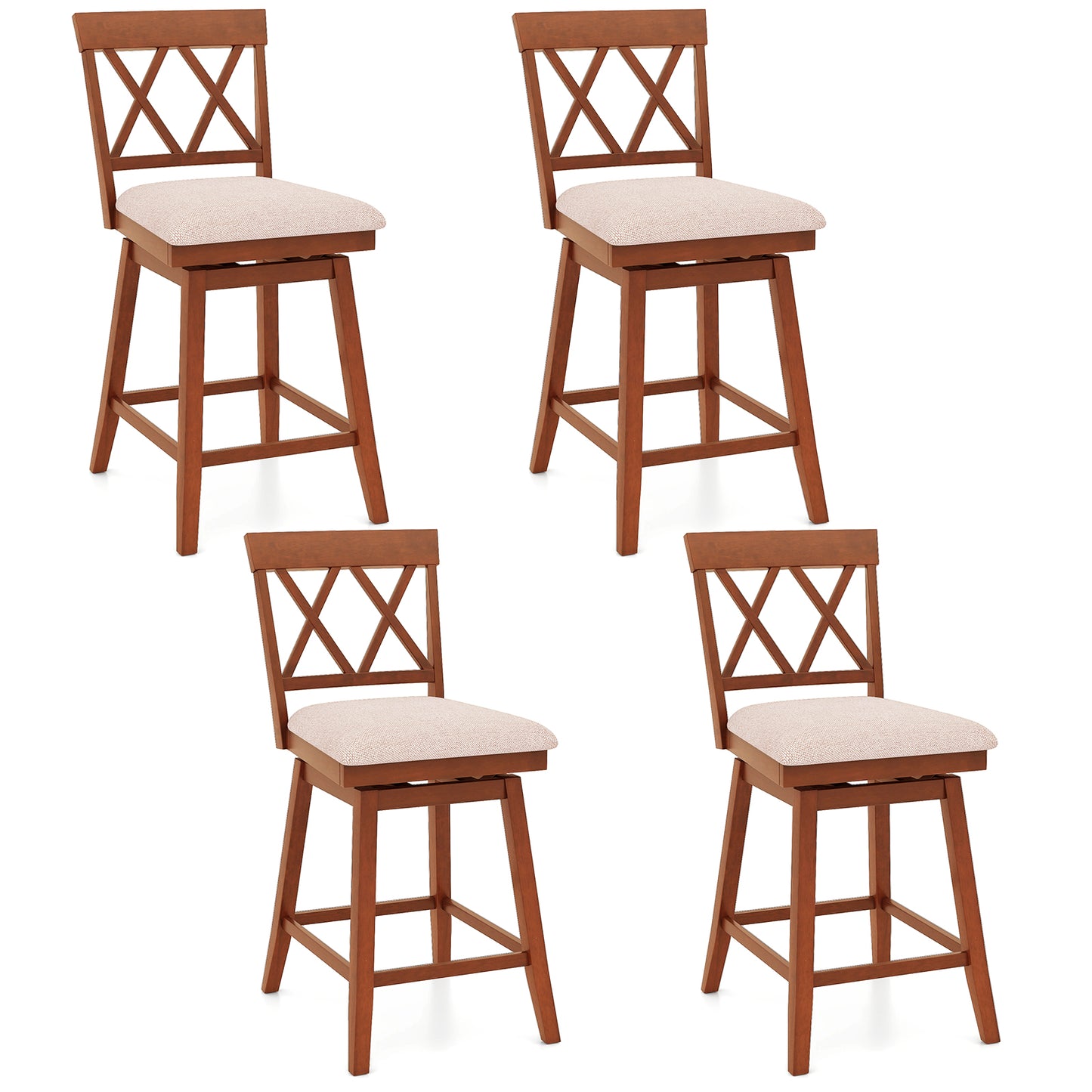 24 Inch Counter Height Barstools Set of 4 with Backrest and Upholstered Seat Cushion-24 Inch