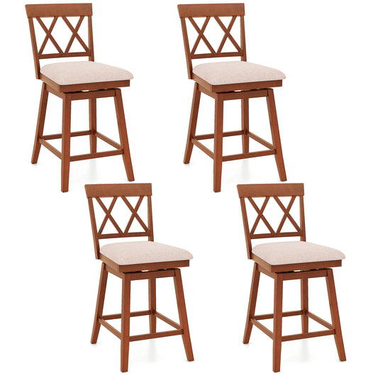 24 Inch Counter Height Barstools Set of 4 with Backrest and Upholstered Seat Cushion-24 Inch