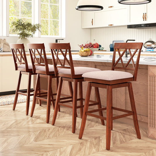 24 Inch Counter Height Barstools Set of 4 with Backrest and Upholstered Seat Cushion-29 inch