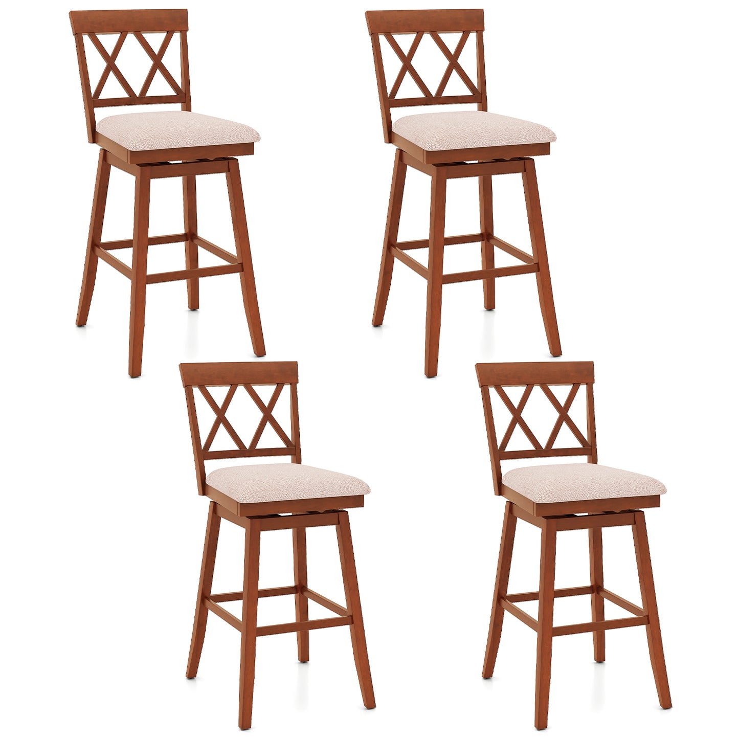 24 Inch Counter Height Barstools Set of 4 with Backrest and Upholstered Seat Cushion-29 inch
