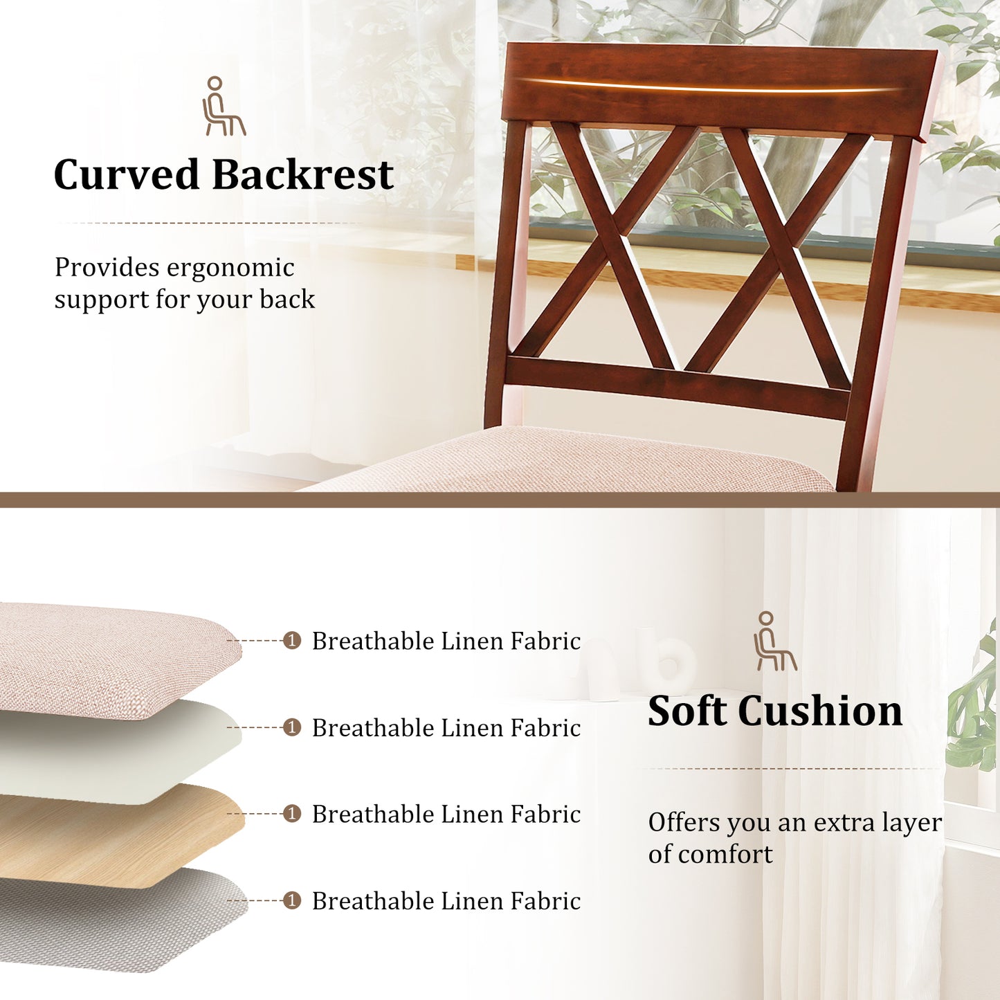 24 Inch Counter Height Barstools Set of 4 with Backrest and Upholstered Seat Cushion-29 inch