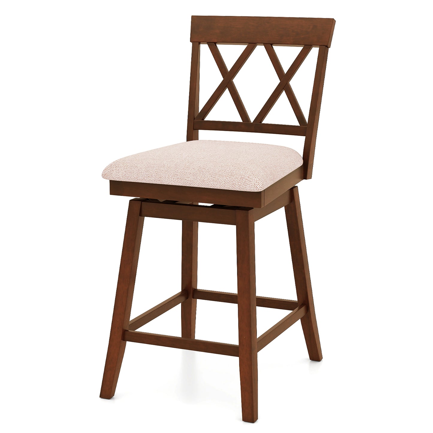 24 Inch Counter Height Barstools with Backrest and Upholstered Seat Cushion for Kitchen Dining Room, Oak Bar Stools at Gallery Canada