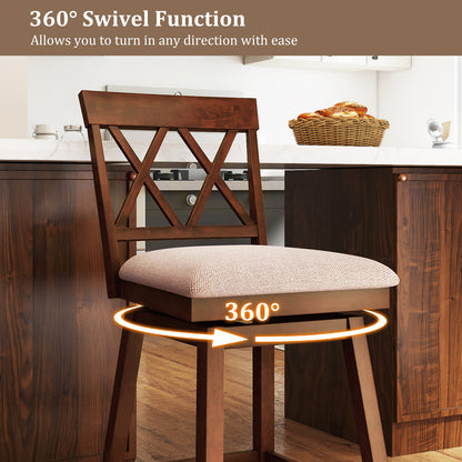 24 Inch Counter Height Barstools with Backrest and Upholstered Seat Cushion for Kitchen Dining Room, Oak Bar Stools at Gallery Canada