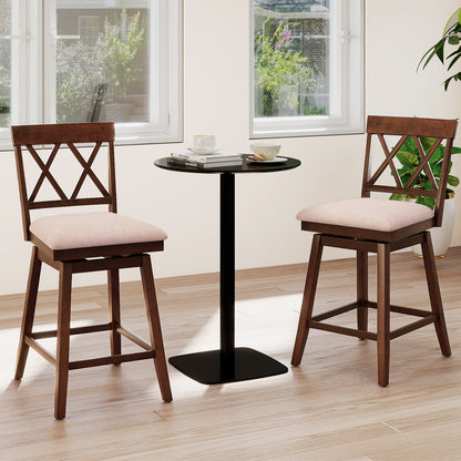24 Inch Counter Height Barstools with Backrest and Upholstered Seat Cushion for Kitchen Dining Room, Oak Bar Stools at Gallery Canada