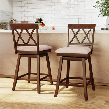 24 Inch Counter Height Barstools with Backrest and Upholstered Seat Cushion for Kitchen Dining Room, Oak Bar Stools at Gallery Canada