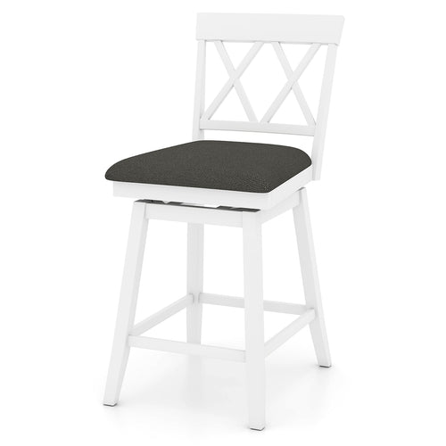 24 Inch Counter Height Barstools with Backrest and Upholstered Seat Cushion for Kitchen Dining Room, White