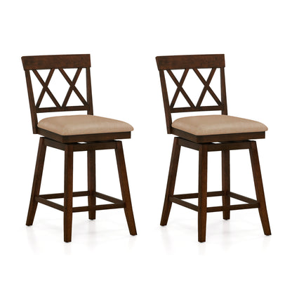 24 Inch Counter Height Barstools Set of 2 with Backrest and Seat Cushion-24 Inch Bar Stools at Gallery Canada