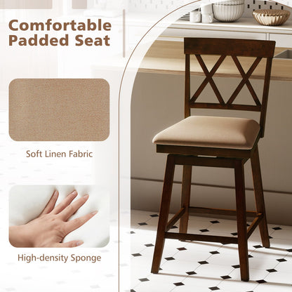 24 Inch Counter Height Barstools Set of 2 with Backrest and Seat Cushion-24 Inch Bar Stools at Gallery Canada