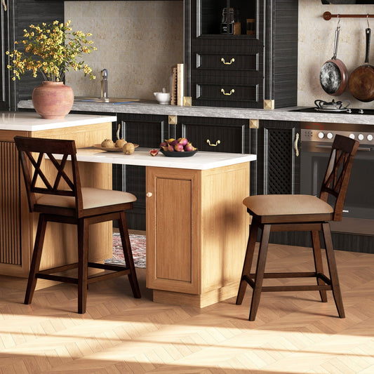 24 Inch Counter Height Barstools Set of 2 with Backrest and Seat Cushion-24 Inch Bar Stools Options at Gallery Canada