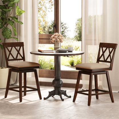 24 Inch Counter Height Barstools Set of 2 with Backrest and Seat Cushion-24 Inch Bar Stools at Gallery Canada