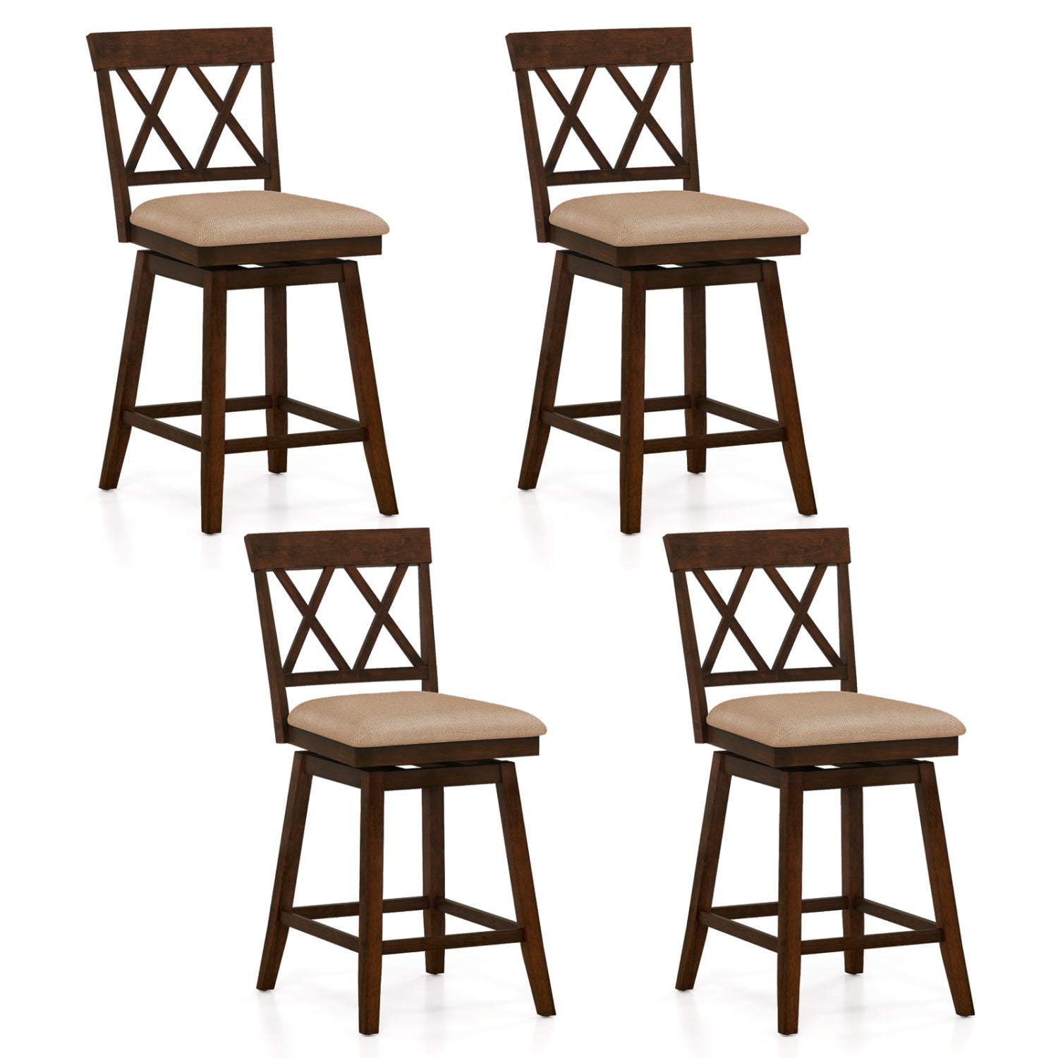 24 Inch Counter Height Barstools Set of 4 with Backrest and Upholstered Seat Cushion-24 Inch Bar Stools at Gallery Canada