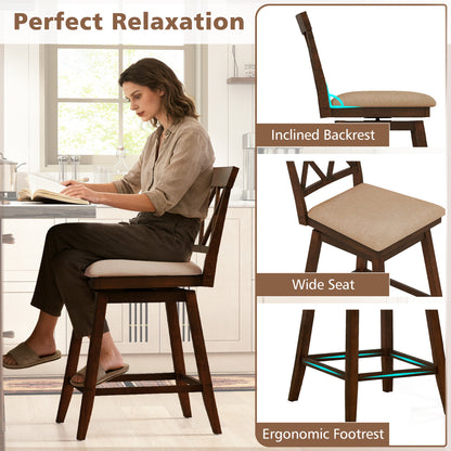 24 Inch Counter Height Barstools Set of 4 with Backrest and Upholstered Seat Cushion-24 Inch Bar Stools at Gallery Canada