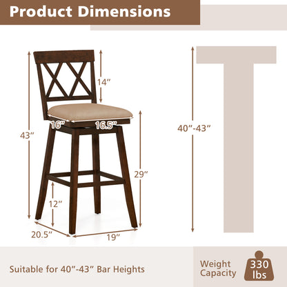 24 Inch Counter Height Barstools Set of 4 with Backrest and Upholstered Seat Cushion-29 inch Bar Stools at Gallery Canada