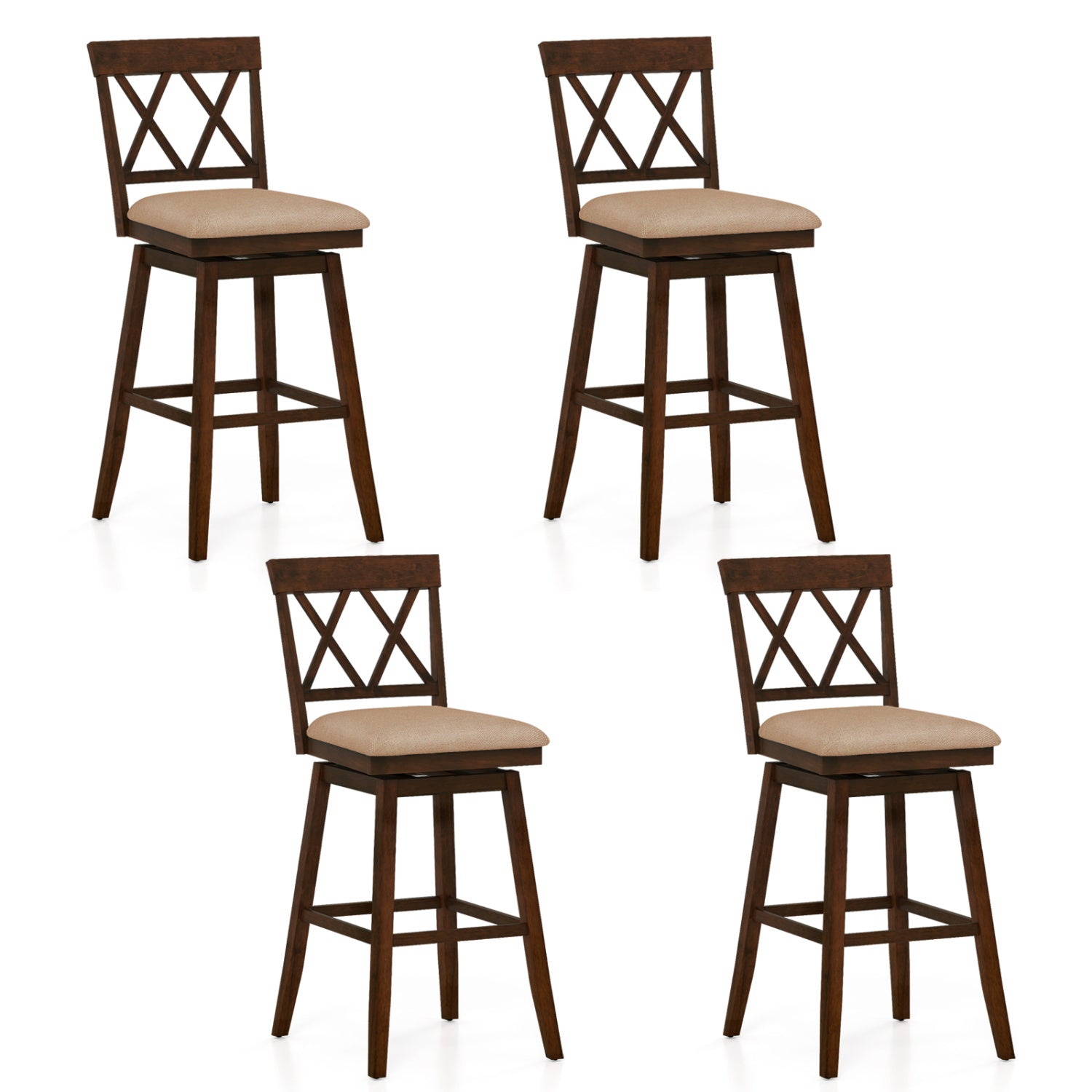 24 Inch Counter Height Barstools Set of 4 with Backrest and Upholstered Seat Cushion-29 inch Bar Stools at Gallery Canada
