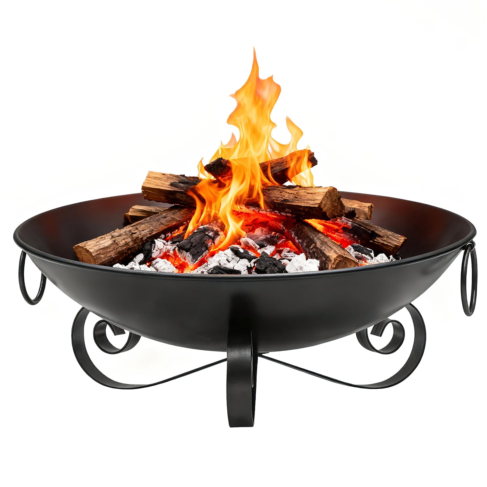 24 Inch Heavy-Duty Metal Fire Pit Bowl Outdoor Wood-Burning Firepit with Handles Fire Pits Options at Gallery Canada