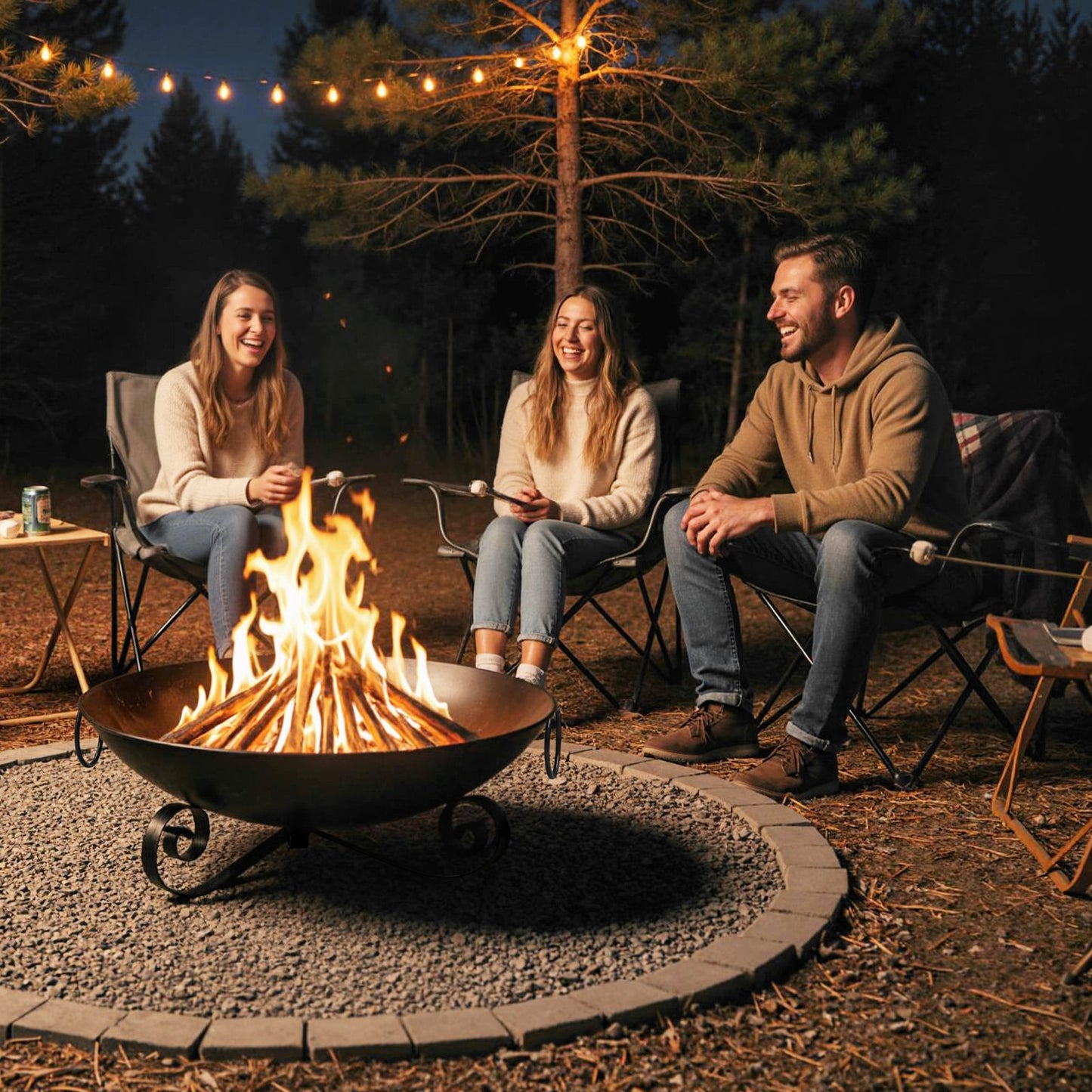 24 Inch Heavy-Duty Metal Fire Pit Bowl Outdoor Wood-Burning Firepit with Handles Fire Pits at Gallery Canada
