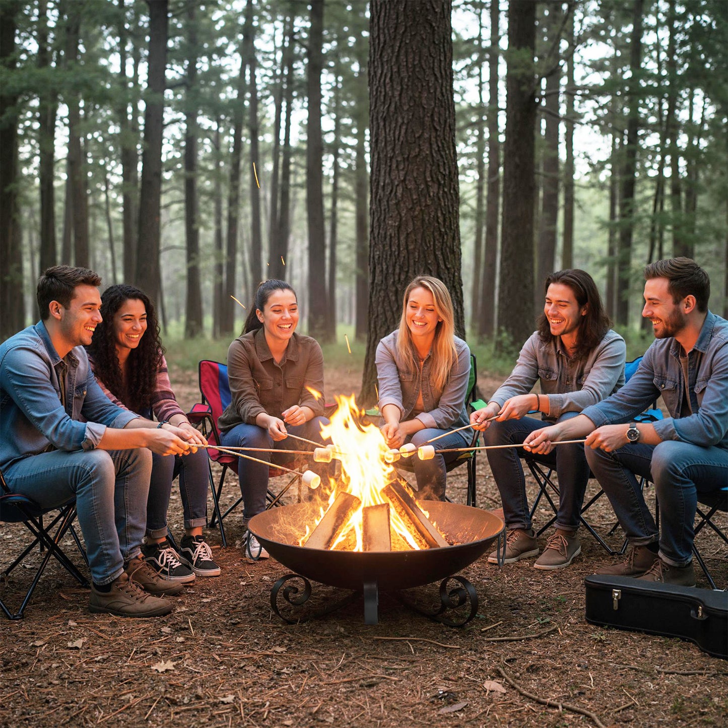 24 Inch Heavy-Duty Metal Fire Pit Bowl Outdoor Wood-Burning Firepit with Handles Fire Pits at Gallery Canada