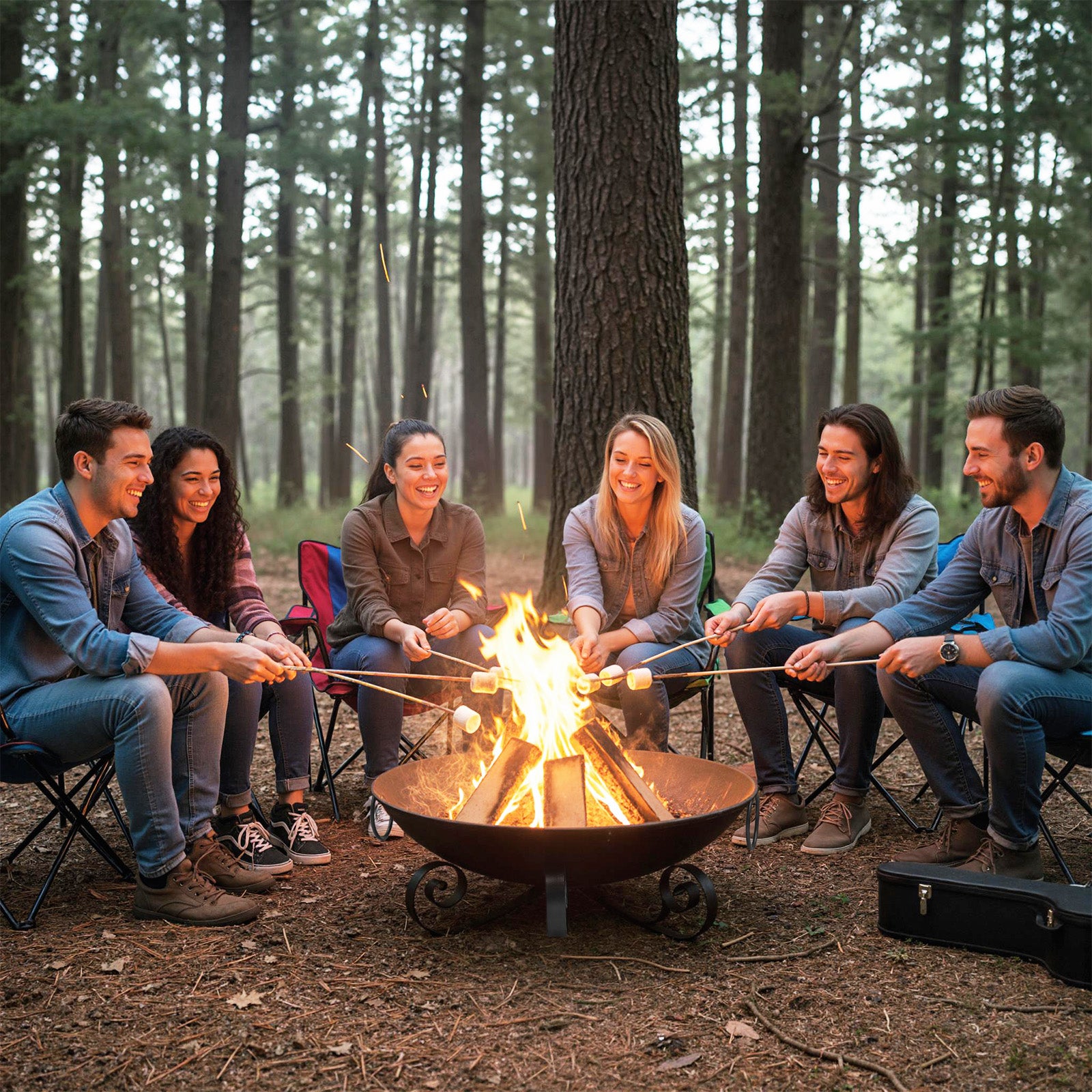 24 Inch Heavy-Duty Metal Fire Pit Bowl Outdoor Wood-Burning Firepit with Handles Fire Pits at Gallery Canada