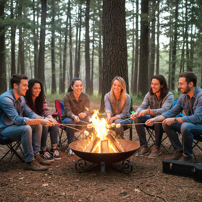 24 Inch Heavy-Duty Metal Fire Pit Bowl Outdoor Wood-Burning Firepit with Handles Fire Pits at Gallery Canada