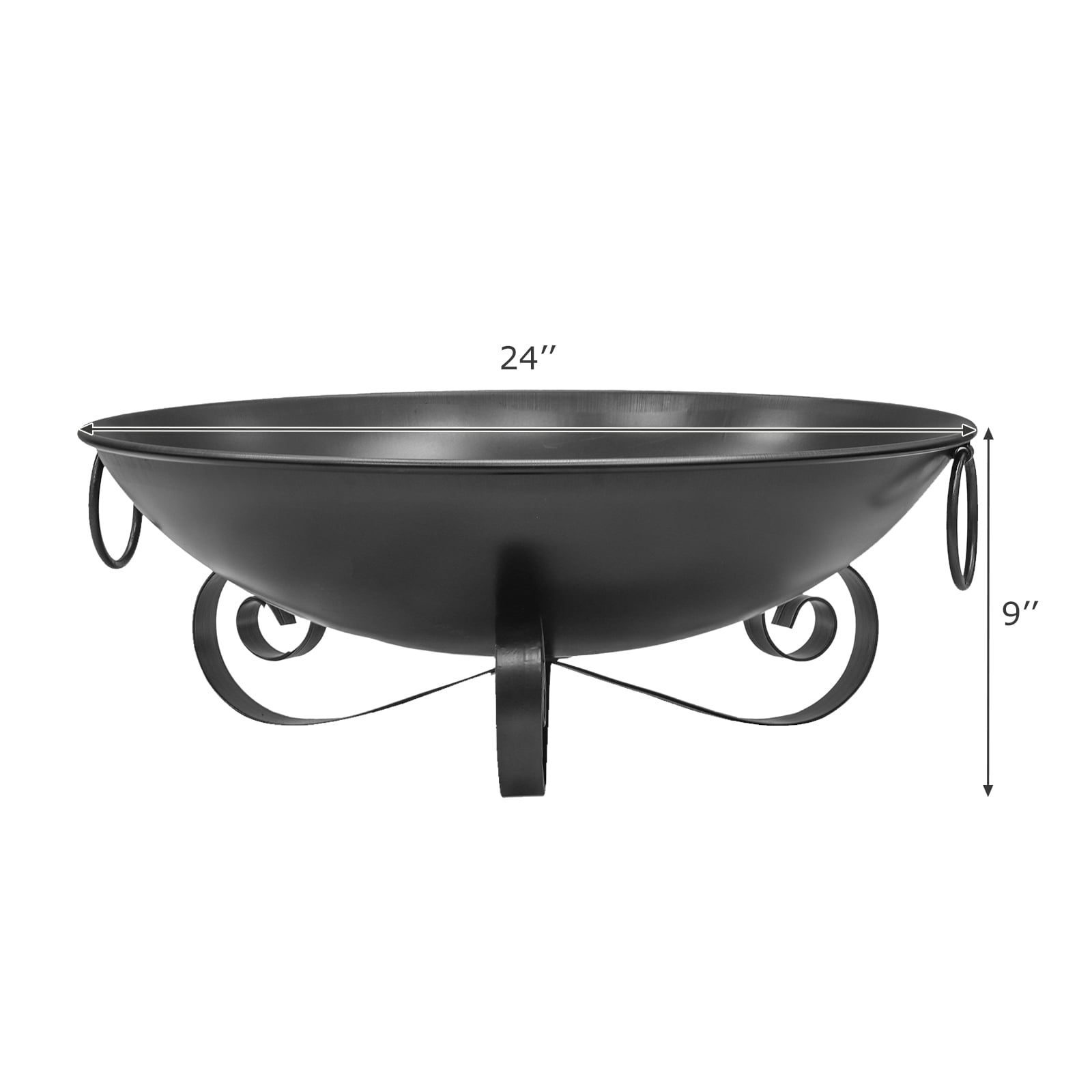 24 Inch Heavy-Duty Metal Fire Pit Bowl Outdoor Wood-Burning Firepit with Handles Fire Pits at Gallery Canada