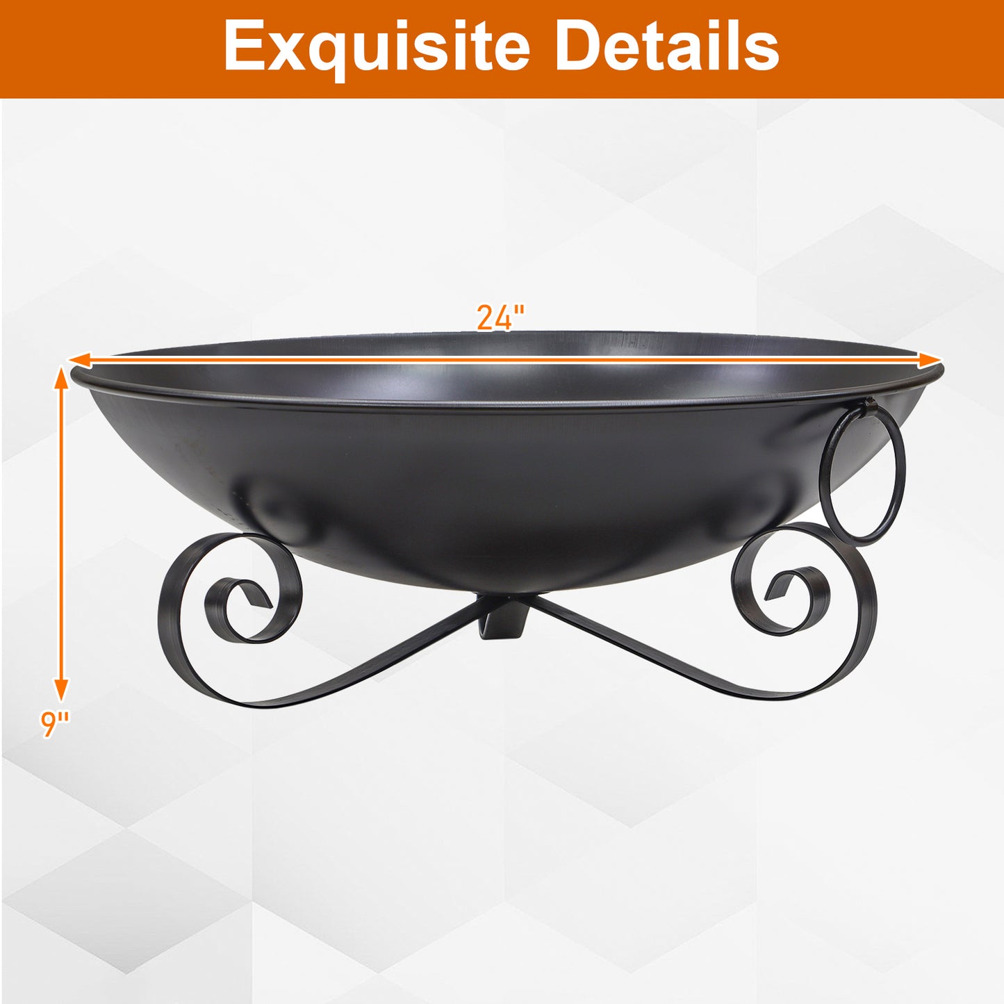 24 Inch Heavy-Duty Metal Fire Pit Bowl Outdoor Wood-Burning Firepit with Handles Fire Pits at Gallery Canada