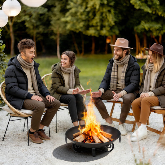 24 Inch Heavy-Duty Metal Fire Pit Bowl Outdoor Wood-Burning Firepit with Handles Fire Pits Options at Gallery Canada