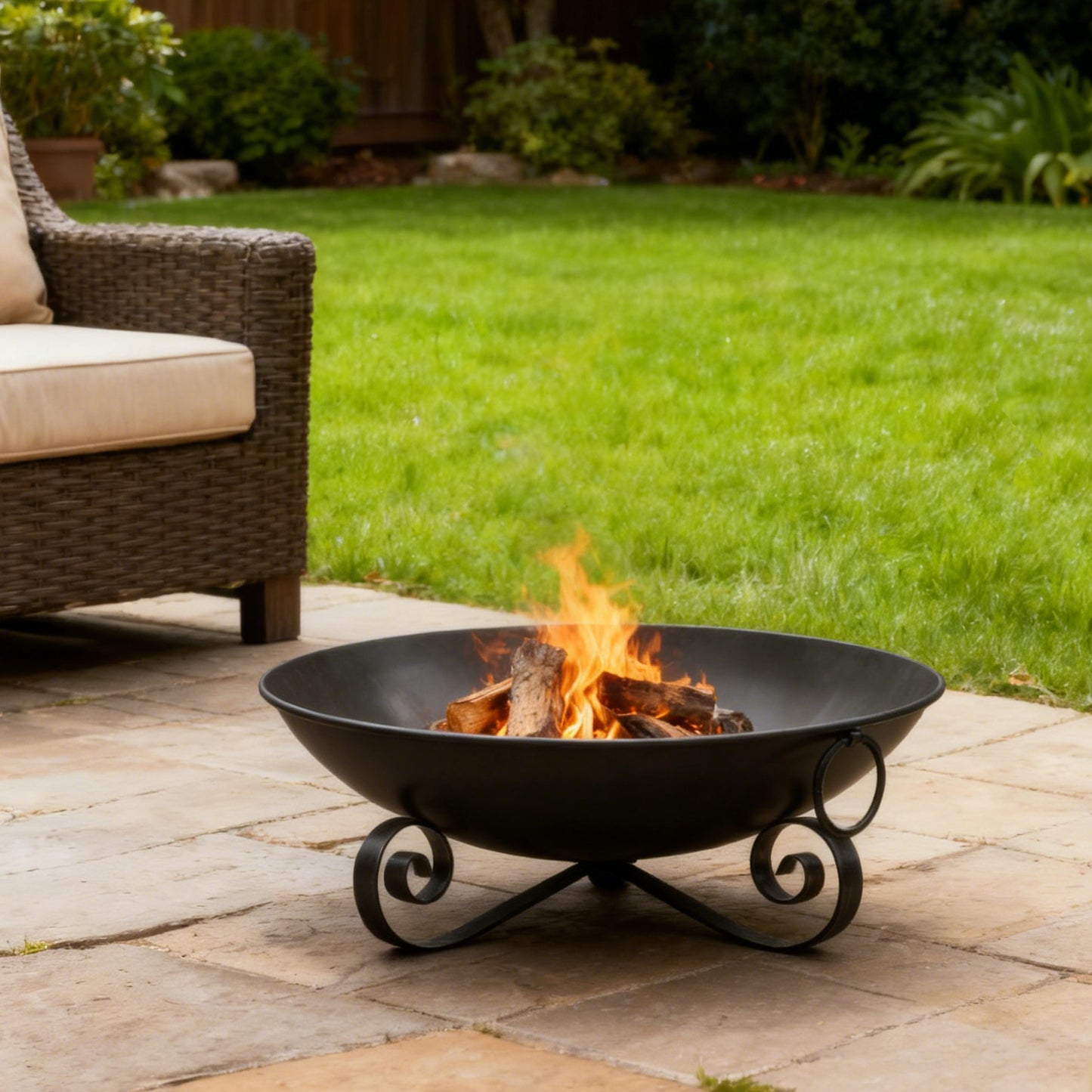 24 Inch Heavy-Duty Metal Fire Pit Bowl Outdoor Wood-Burning Firepit with Handles Fire Pits at Gallery Canada