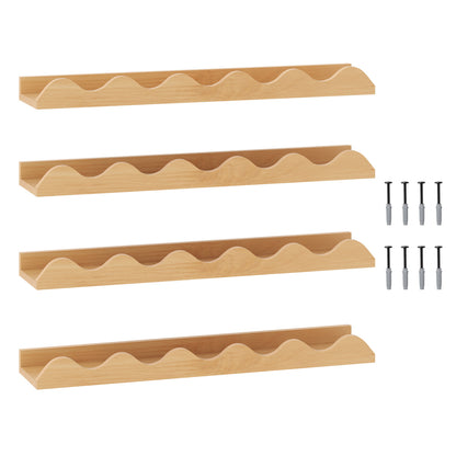 24 Inch Kids Bookshelf, Set of 4, Wall Mounted Picture Ledge Shelf, Natural Bookcases Natural at Gallery Canada