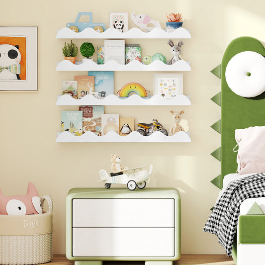 24 Inch Kids Bookshelf, Set of 4, Wall-Mounted, White Bookcases White at Gallery Canada