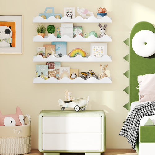 24 Inch Kids Bookshelf, Set of 4, Wall-Mounted, White