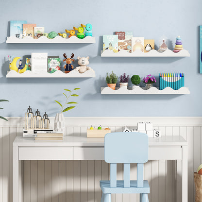 Bibliothèque pour enfants de 24 pouces, ensemble de 4, montée au mur, blanche