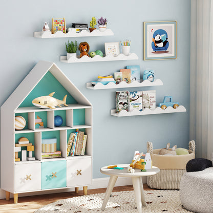 Bibliothèque pour enfants de 24 pouces, ensemble de 4, montée au mur, blanche