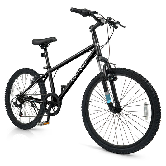 24 Inch Kids Mountain Bike Child Bicycle for Boys Girls Aged 8+ Years Old Black, Black Kids Bike Black at Gallery Canada