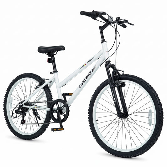 24 Inch Kids Mountain Bike, 7 Speed, White Kids Bike White at Gallery Canada