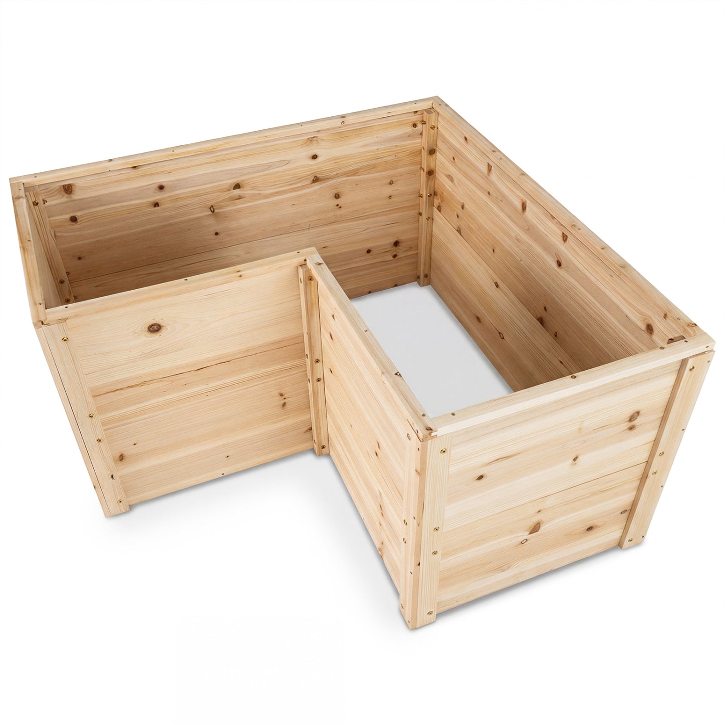 24 Inch L-Shaped Wooden Raised Garden Bed, Open-Ended Base, Natural Raised Garden Beds at Gallery Canada