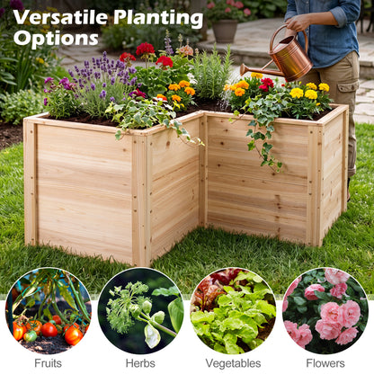 24 Inch L-Shaped Wooden Raised Garden Bed, Open-Ended Base, Natural Raised Garden Beds at Gallery Canada