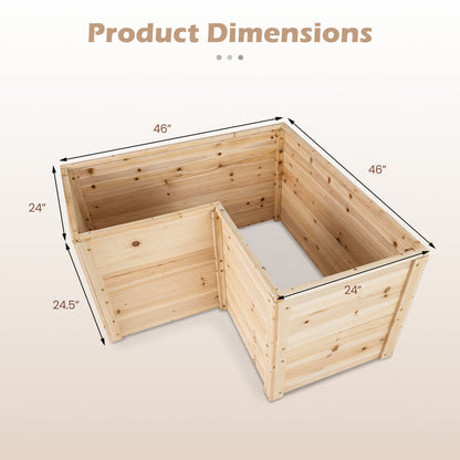 24 Inch L-Shaped Wooden Raised Garden Bed, Open-Ended Base, Natural Raised Garden Beds at Gallery Canada