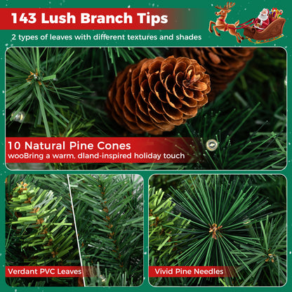 24 Inch Pre-Lit Artificial Christmas Wreath, Battery Operated