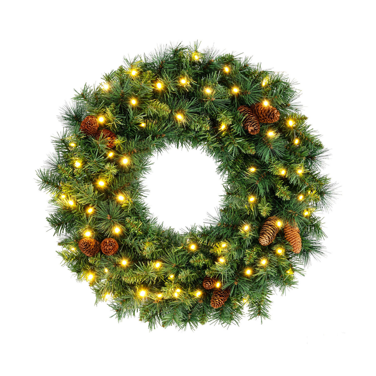 24 Inch Pre-Lit Artificial Christmas Wreath, Battery Operated