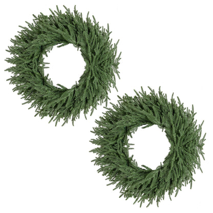 24 Inch Pre-lit Christmas Wreath with 108 Branch Tips and 35 Warm White LED Lights for Wall Window-2 piece Christmas Decor & Accessories at Gallery Canada