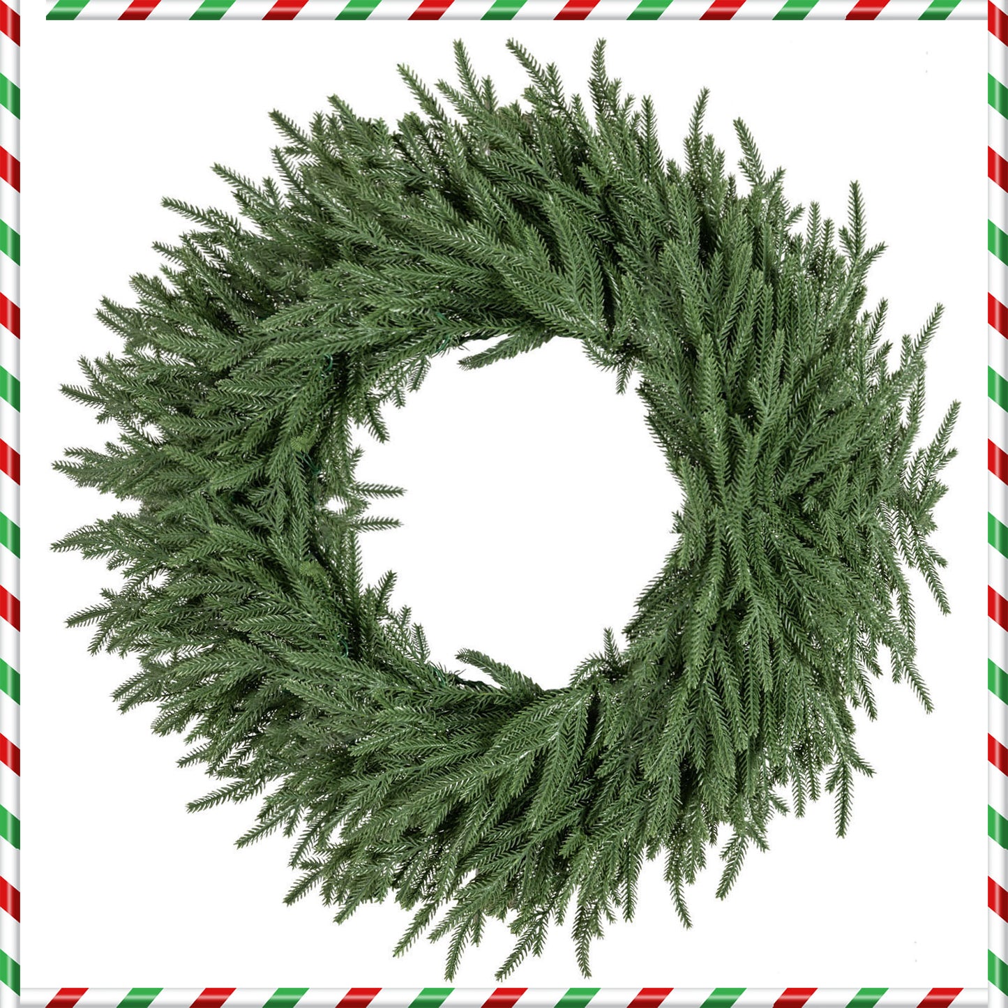24-Inch Pre-Lit Christmas Wreath, 108 Branch Tips, 35 Warm White LED